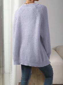SHEIN LUNE 休閒百搭素色女款開襟羊毛衫 - 淡紫色 - 查看 2