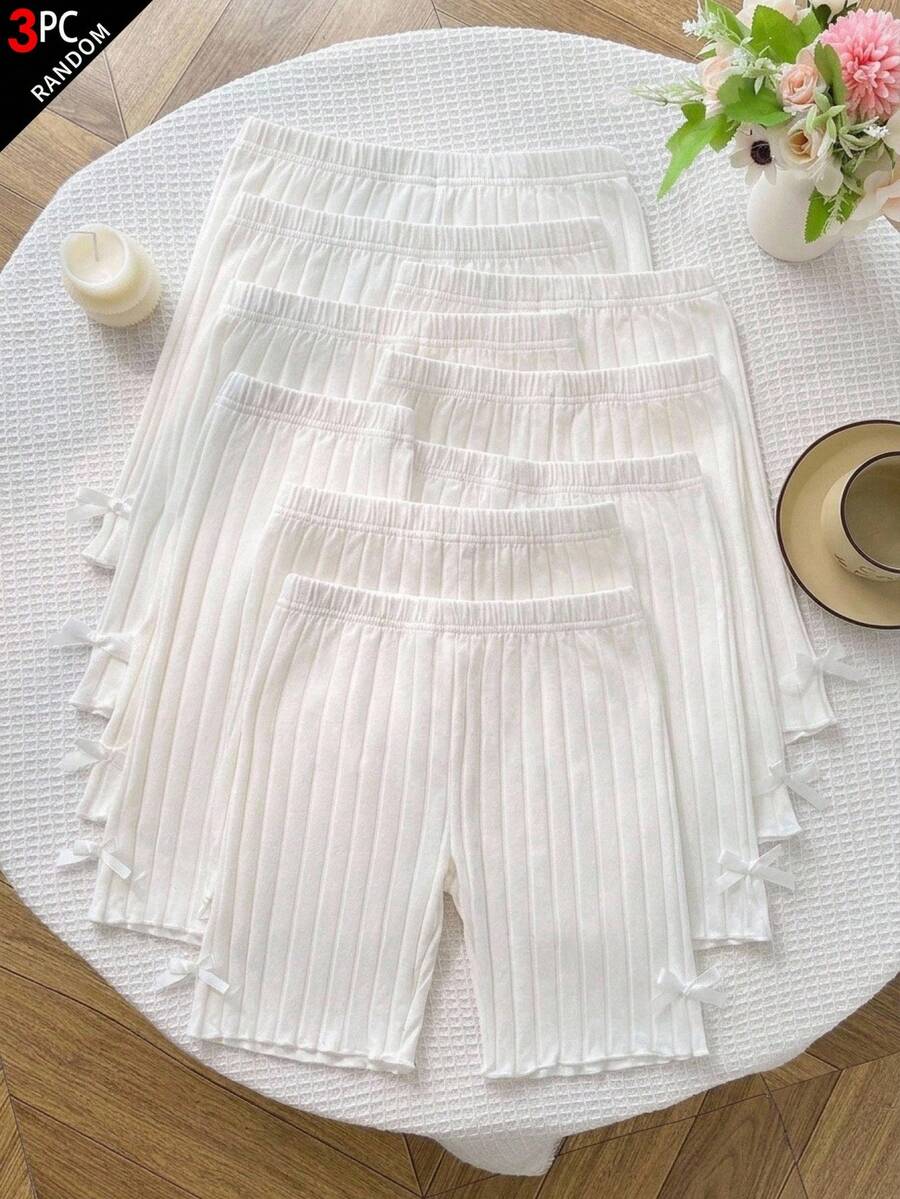 Tween Girl Tween Girl Multi-Pack Solid Color Knit Cycling Leggings - White - View 1