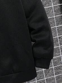 SHEIN Tokoy 青少年男孩黑色街頭生活圖案街頭時尚秋季衛衣，返校季 - 黑色 - 查看 3