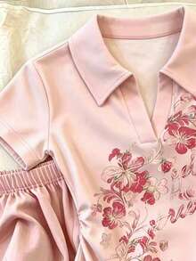 Resyla 女款夏季休閒花卉印花 Polo 衫與長褲 2 件套裝 - 彩色 - 查看 5