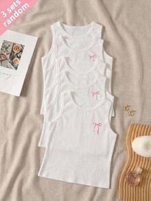 Áo tank top sát nách cổ tròn cho bé gái, bộ 3 cái - trắng - Xem 6