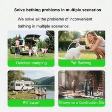 Portable Electric Shower, Mobile Rechargeable Shower Head With Real-Time Water Temperature Digital Display, Long Lasting Battery Outdoor Camping Shower For Hiking Adventure Bathing - 9600 MAh Water Pump + Shower Head - View 7