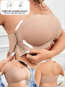 SHEIN Top tipo bralette sin aro con cierre lateral para mujer de talla grande - Albaricoque - Ver 4