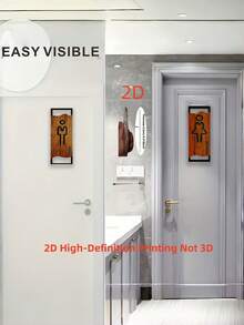 1 PC Male Female Restroom Sign Set Waterproof Rustproof Scratch Resistant Fade Proof Easy Clean Double Sided Adhesive Hanging For Home Office Restaurant Hotel School Commercial - multicolor - View 7