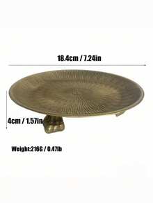 1/2pcsVintage Decorative Metal Tray With Raised Legs, Antique Gold Embossed Round Serving Tray, Ornate Display Tray For Candles, Perfume, Jewelry, Coffee Table Home Decor - multicolor - View 6
