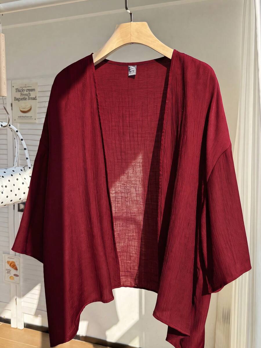 Comfortcana 夏季短款薄款輕量紋理大尺碼短夾克,適用秋冬 - 紅色 - 查看 1