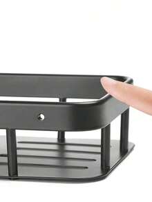 No Drill Bathroom Shelf, Wall-Mounted Storage Rack, Shower Gel And Cosmetics Organizer Bathroom Accessories And Tools - Black - View 5