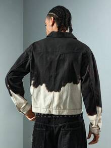 ROMWE MEN Men's Loose Cow Print Denim Jacket - Multicolor - View 3