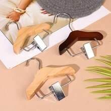 1pc Mini Wooden Hanger With Stainless Steel Clips - Pet Clothing & Accessory Hanger, Polished Surface, Space-Saving Design, Suitable For Hanging Small Items, Bathroom Storage Rack - Multicolor - View 5