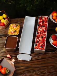 1 khuôn bánh hình chữ nhật bằng nhôm đa năng có vách ngăn tháo rời, dụng cụ nướng bánh cho Tiramisu, Cheesecake và Mousse - Nhiều màu - Xem 2