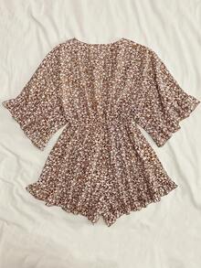 SHEIN VCAY 女款全印花休閒日常夏季連身褲 - 棕色 - 查看 2