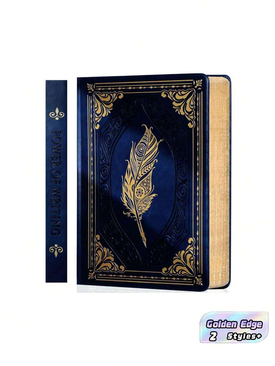 A5 Vintage Diary Notebook For Women, 320 Pages Thick Golden Edge Paper Leather Hardcover Journal, 14.5x21.1cm Portable Travel Writing Notepad, Premium Refillable Lined Sketchbook, Home Office Desk Accessory, Creative Keepsake Memory Book, - Multicolor - View 1
