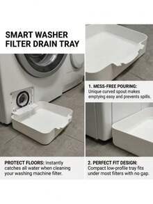 1pc Washing Machine Drain Hose Drip Tray, Effectively Prevents Water Leakage And Dirt Contamination, Essential For Cleaning And Maintenance, Practical And Durable - White - View 8