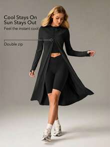 OutZeal Women Sun-Proof Jacket Daily Casual Long Length Extended Brim With Mask Outdoor Jacket Summer - Black - View 3