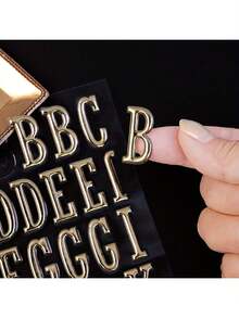 Brand New Creative 3D Gold Foil Letter Stickers, 3 Reusable Self-Adhesive Three-Dimensional Bubble Stickers, Including Uppercase And Lowercase Letters, Numbers 0-9, And Stars - Multicolor - View 5