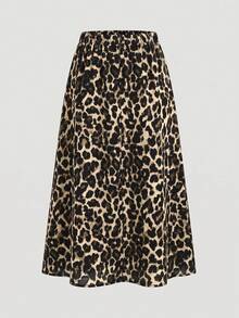 Firerie Plus Size Leopard Print Fashionable Long Skirt For Vacation - Multicolor - View 2