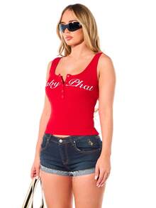 BABYPHAT Low Rise Denim Mini Shorts With Gold Cat Embroidery Rhinestone Detail Raw Hem Cuffed Summer Festival Jean Shorts - Blue - View 4