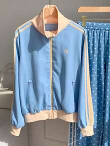 Comfortcana Women's Colorblock Patchwork Regular Jacket - Blue - View 3