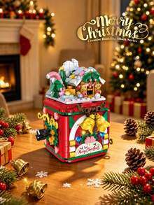 Mini Building Blocks Christmas Surprise Gift Box, DIY Assembly Bricks With Xmas House, Tree, Bells, Candy, Clockwork, Creative Desktop Ornament, Perfect Christmas Present - Multicolor - View 3