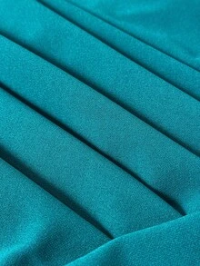 Maweii Gaun Pesta Kasual Lipit Warna Polos untuk Wanita Ukuran Plus - Teal Blue - View 7