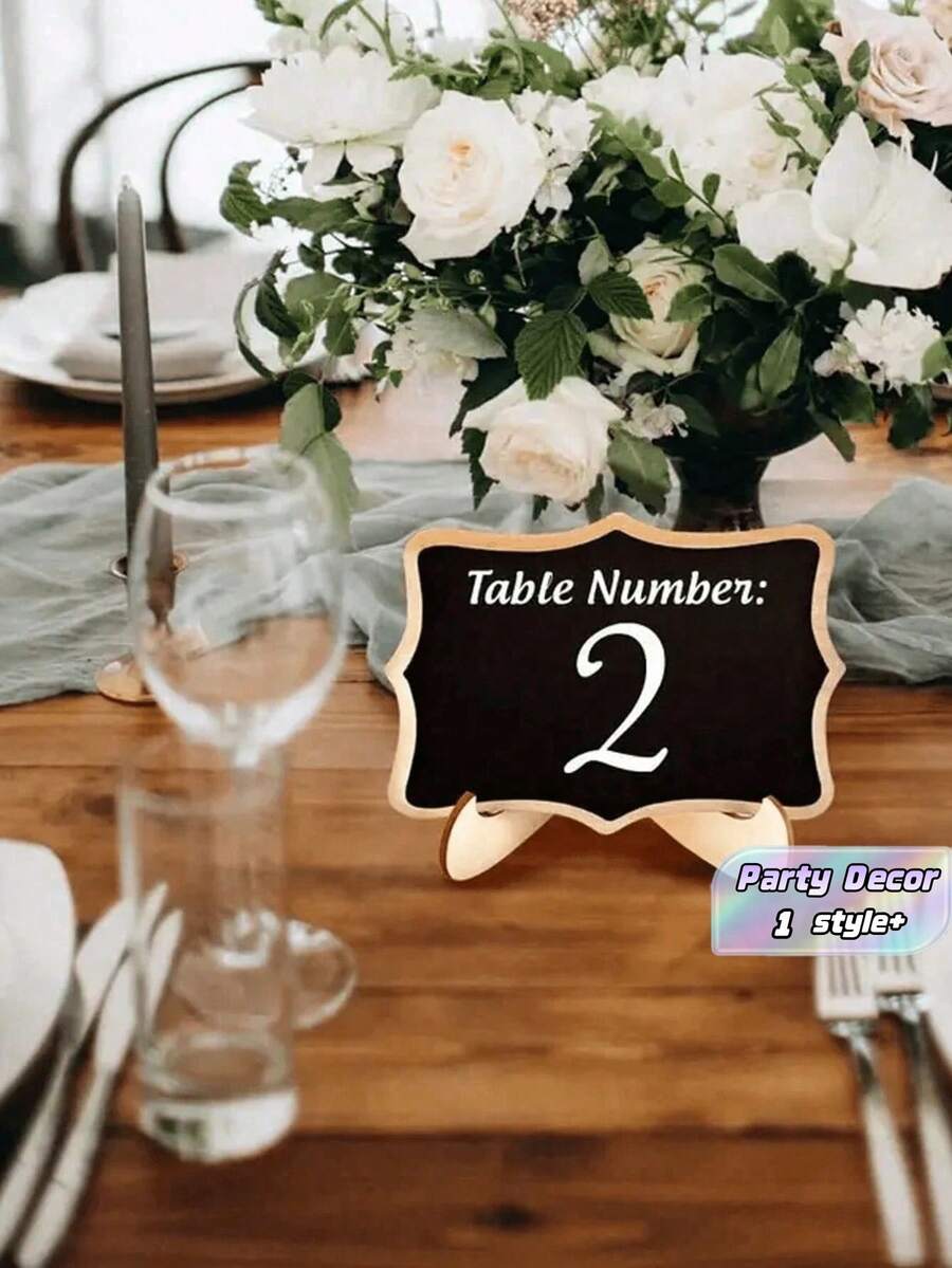 1 Pc Mini Chalkboard With Stand Small Wooden Message Board For Home Coffee Shop Restaurant Wedding Birthday Party Table Sign Food Label Decoration - Multicolor - View 1