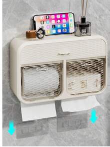 Wall-Mounted Toilet Paper Box Holder For Bathrooms. Toilet Paper Roll Box For Waterproof And Stain-Resistant Toilet Paper. - Multicolor - View 7