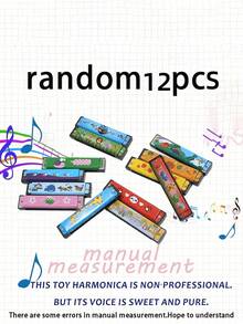 6/12PCS 16 Hole Double Row Cartoon Harmonica Portable Mini Musical Instrument Random Color Beginner Learning Music Toy For Birthday Valentine Back To School Graduation Party Favors Gifts Must Haves - Multicolor - View 5