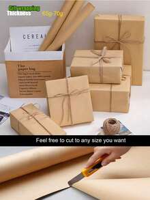 1 Roll Of Solid Color Gift DIY Wrapping Paper, Flower Wrapping Paper Kraft Paper Roll, Suitable For Gift, Handicraft, Bouquet, Poster Packaging, Etc. - Multicolor - View 4