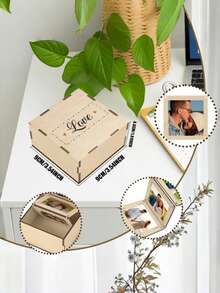 Wooden Foldable Multi Photo Frame Hinged Chain Design Desktop Tabletop Picture Display Stand Multi-Slots Family Memory Photo Holder Rustic Wood Frame Home Bedroom Decor Anniversary Gift - multicolor - View 3