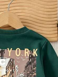 Setelan Sweatshirt dan Celana Olahraga Kasual Modis untuk Anak Laki-Laki, Nyaman, Minimalis, Serbaguna, dengan Motif Angka & Huruf Vintage, Cocok untuk Beraktivitas di Luar Ruangan dan Olahraga. - MultiWarna - View 4
