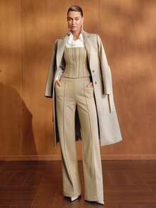 MOTF PREMIUM WOMEN'S 2 PIECES SET, ELEGANT COMMUTER STYLE, AUTUMN/WINTER - Khaki - View 6