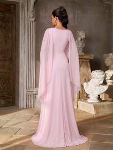 Aureia Elegant Luxurious Strapless Ruched Slimming Concealing Side Boob Slimming Fitted A-Line Trailing Evening Gown Suitable For Attending Parties, Balls, Birthdays, Gatherings, Award Ceremonies, Formal Ladies Dinner Dress (Heavy Workmanship Dress) - Baby Pink - View 5