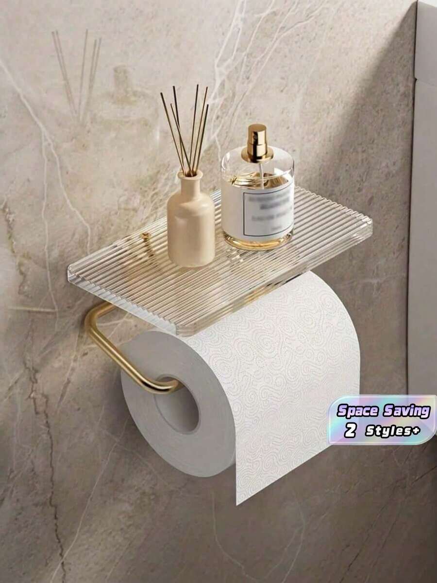 1PC Bathroom Toilet Paper Holder Stand Multi Functional Storage Rack For Cosmetics Organizer Cellphone Shelf Wall Mount Rustproof Durable Space Saving Accessory For Bathroom Powder Room - Multicolor - View 1
