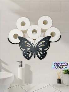 1 Set Adjustable Extendable Tissue Storage Rack Flexible Easy Install Durable Hanging Tissue Holder Space Saving Creative Decorative Paper Roll Organizer For Bathroom Kitchen Bedroom Apartment Indoor Household Tidy Home Decor Storage Supplies - Black - View 1