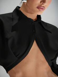 Denimoi Camisa abotonada corta con cuello - Negro - Ver 2