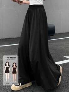 Dazy Tall Women's Elastic Waist Loose Street Casual Wide Leg Long Pants Fall - Black - View 1
