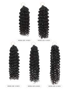 Boho Braids Miracle Knot 100% Remy 真人发丝，羽毛线钩编发，沙龙级丝滑无缝隐形自然黑色 Miracle Knots 羽毛钩编真人发，适合发量较少的女性，微型预环钩编真人发水波纹接发 - Natural Black - 查看 3