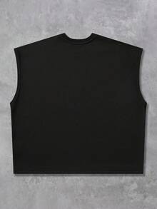 ROMWE MEN Grunge Punk Men's Loose Fit Tank Top With Rivet Decor And Print - Black - View 3