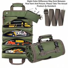 1 Heavy-Duty Hardware Roll-Up Tool Bag, Durable Tool Storage Bag, Roll Style Tool Pouch - Portable Storage, Hand Roll-Up Design With Multiple Compartments, Adjustable Shoulder Strap, Wear-Resistant Fabric, Zipper Closure. - Multicolor [Upgraded Material] - View 10