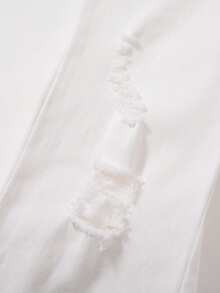 SHEIN ChillGRL TWEEN GIRLS 青少年女孩牛仔褲 復古水洗色 街頭時尚 水洗磨損毛邊喇叭褲 百搭時尚新款 - 白色 - 查看 6