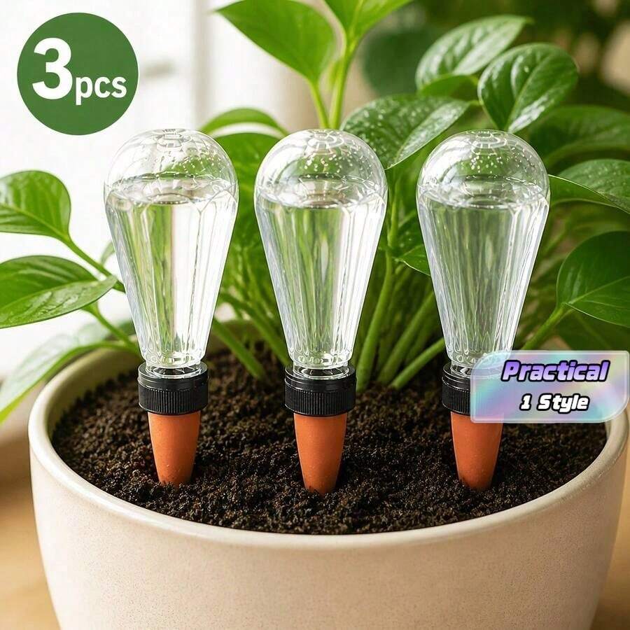 3件組水晶透明大容量16.91盎司自動灌溉裝置,陶瓷製緩釋滴灌工具,防堵塞內置滴灌系統,適用於植物與花盆灌溉 - 多色 - 查看 1