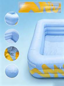 1pc Energetic Blue Inflatable Swimming Pool, Extra Large & Thick, Foldable, Suitable For Yard, Balcony, Lawn, Camping, Party, Easy To Set Up Home Mini Water Park, Durable & Spacious, Ideal For Play, Adult Relaxation, Family Gathering, Friend Party - C - View 5
