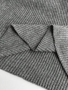 Lacomfia Gaun Rajut Elegan Wanita Ukuran Besar, Leher Bulat, Lengan Pendek, Bahan Kasmir Imitasi - Dark Grey - View 7