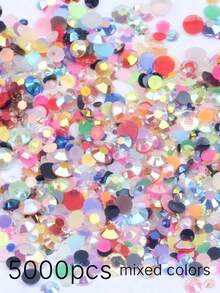 5000Pcs Bright Jelly AB Resin Rhinestones, Flat Back Multicolor Gems Bulk Pack, DIY Handmade Craft Supplies For Phone Case Cup Bottle Hat Fan Decoration - 4mm - View 26