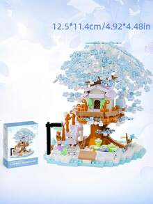 4PCS 600 Pieces Plastic Micro Building Block Set Four Season Tree House Model Kit For Adults Birthday Christmas Gift Home Decor Creative Hobby Assembly Craft Decoration Ornament Collectible Stress Relief Puzzle Toy Landmark Architecture - Multicolor - View 3