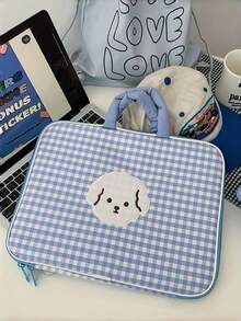 1PC Checkerboard Laptop Sleeve 11/13 Inch, Cute Cartoon Print Inner Bag For MacBook, Soft Protective Carrying Case, Home Office Travel Storage Pouch, Women Gift - A - View 5