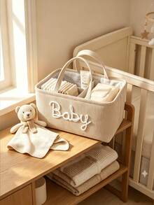 1pc Letter Diaper Storage Basket, Newborn Diaper Storage Box, Suitable For Nursery Use, Baby Shower Gift - Multicolor - View 3