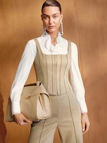MOTF PREMIUM WOMEN'S 2 PIECES SET, ELEGANT COMMUTER STYLE, AUTUMN/WINTER - Khaki - View 7
