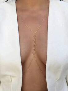 SpicyHot 1pc Women's Body Chain, Lingerie Decorative Chain, Dress Matching Body Chain - Gold - View 1