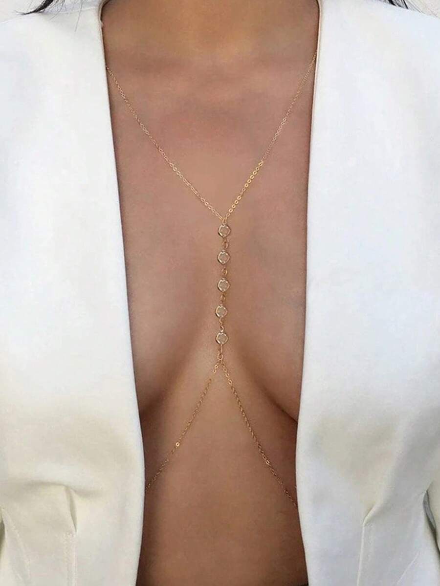 SpicyHot 1pc Women's Body Chain, Lingerie Decorative Chain, Dress Matching Body Chain - Gold - View 1